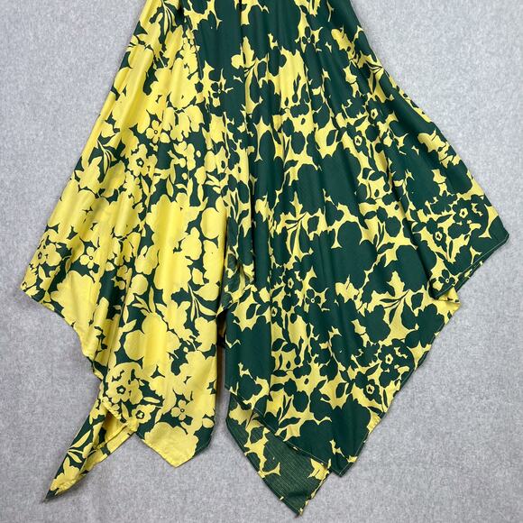Sundance Soliloquies Citron Yellow Green Floral Asymmetrical Dress Size Small - Picture 5 of 10